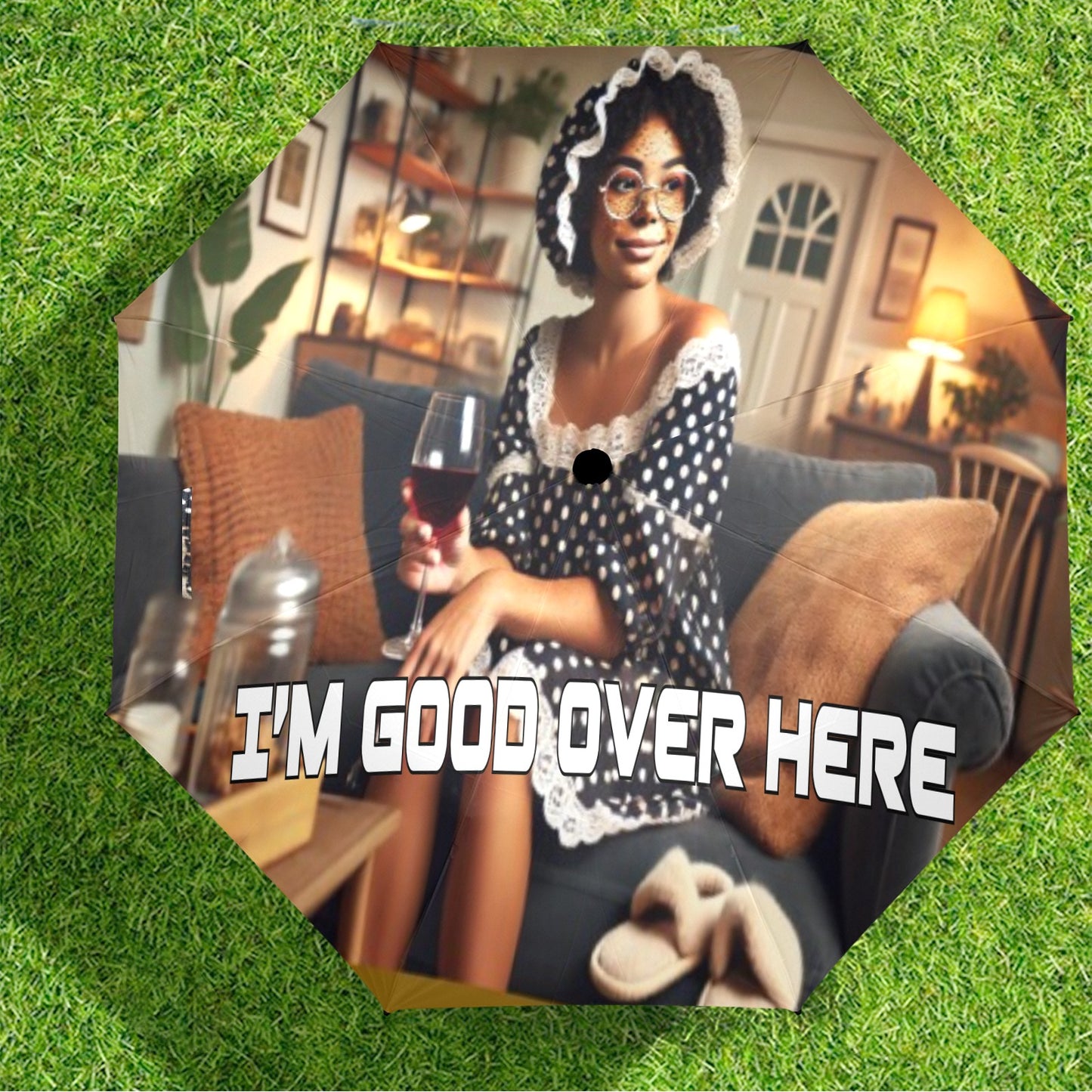 I'm good over here Semi-Automatic Foldable Umbrella