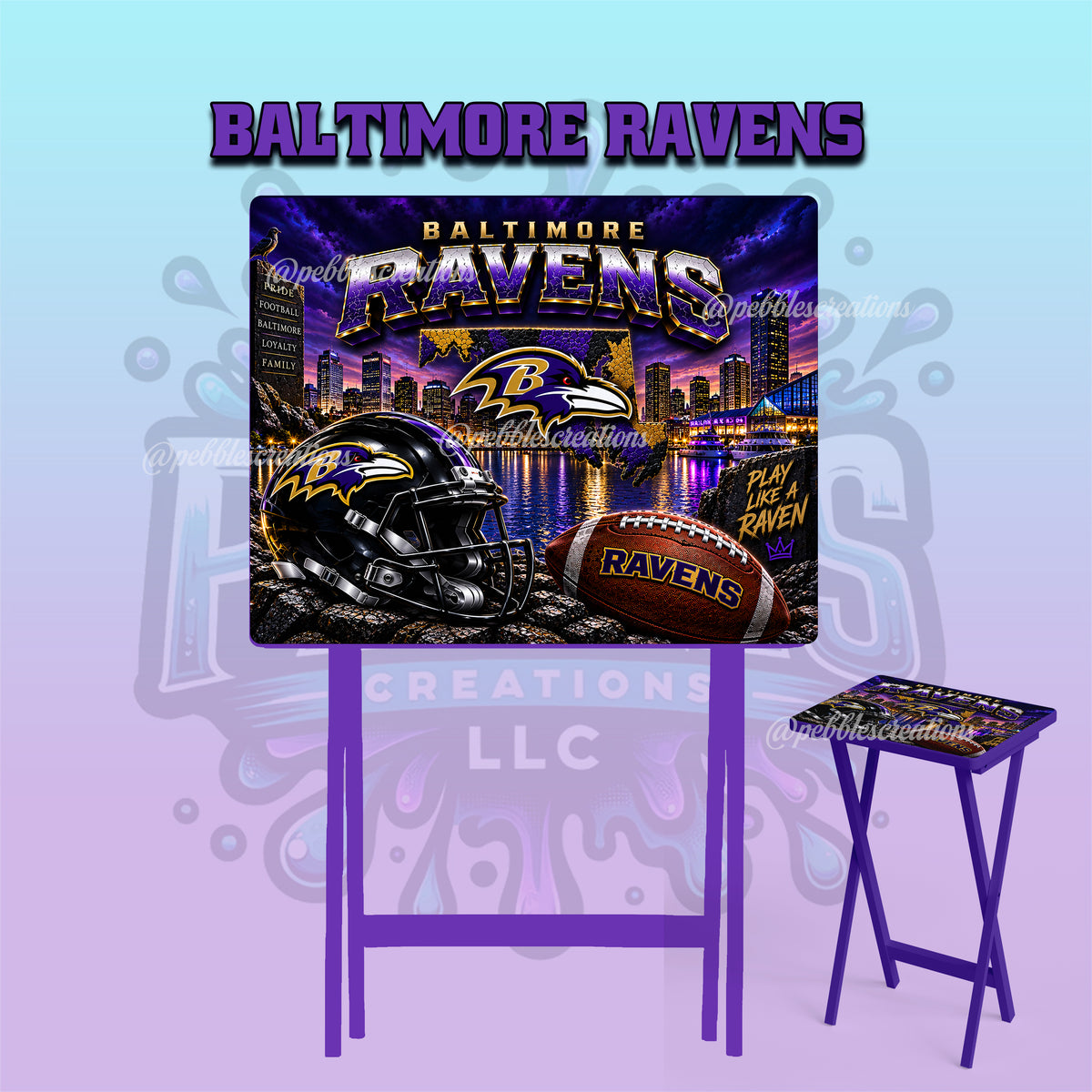 Baltimore Ravens Inspired Folding Tray Table | Football Fan Gift