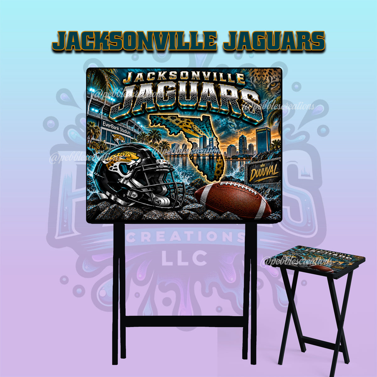 Jacksonville Jaguars Inspired Folding Tray Table | Football Fan Gift