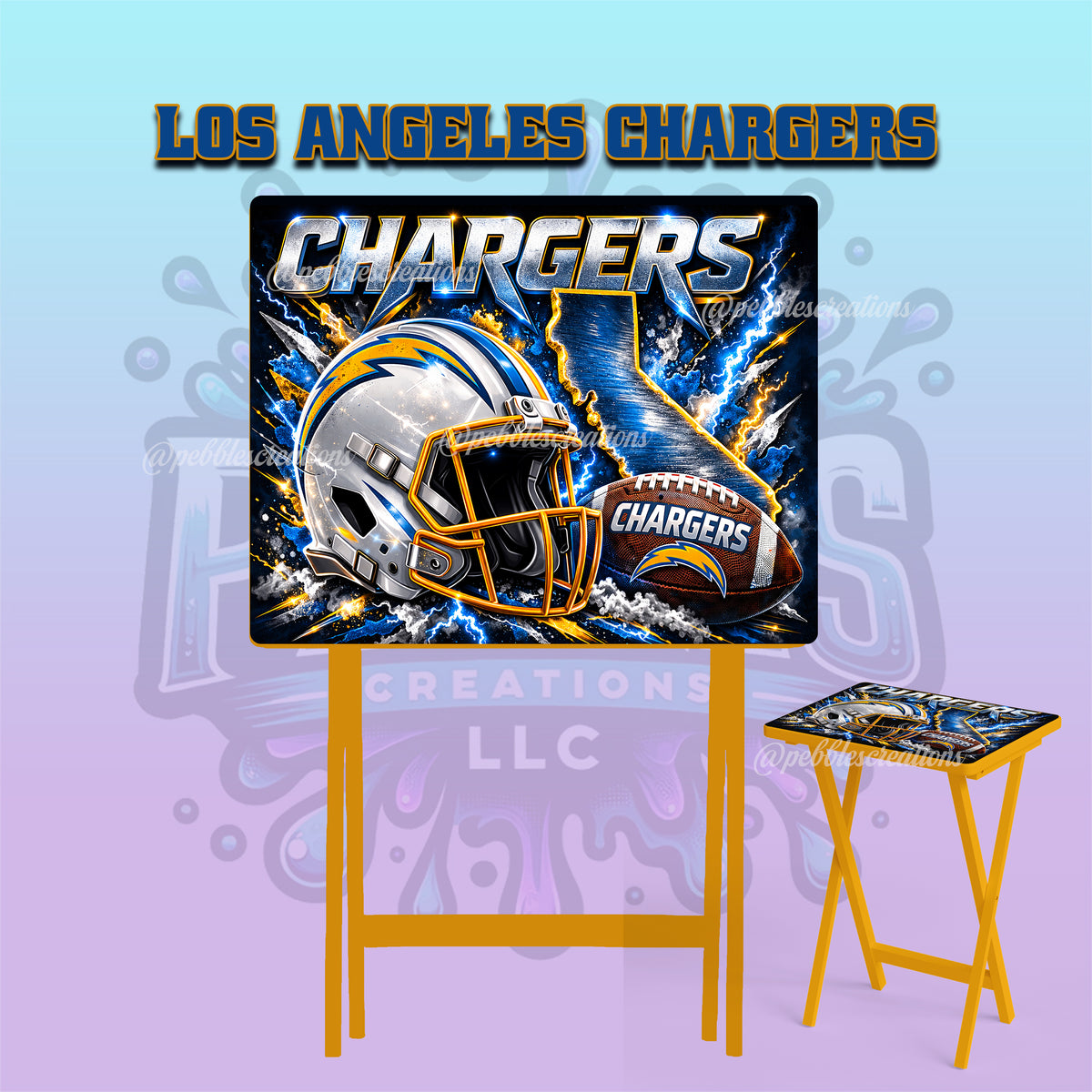 Los Angeles Chargers Inspired Folding Tray Table | Football Fan Gift