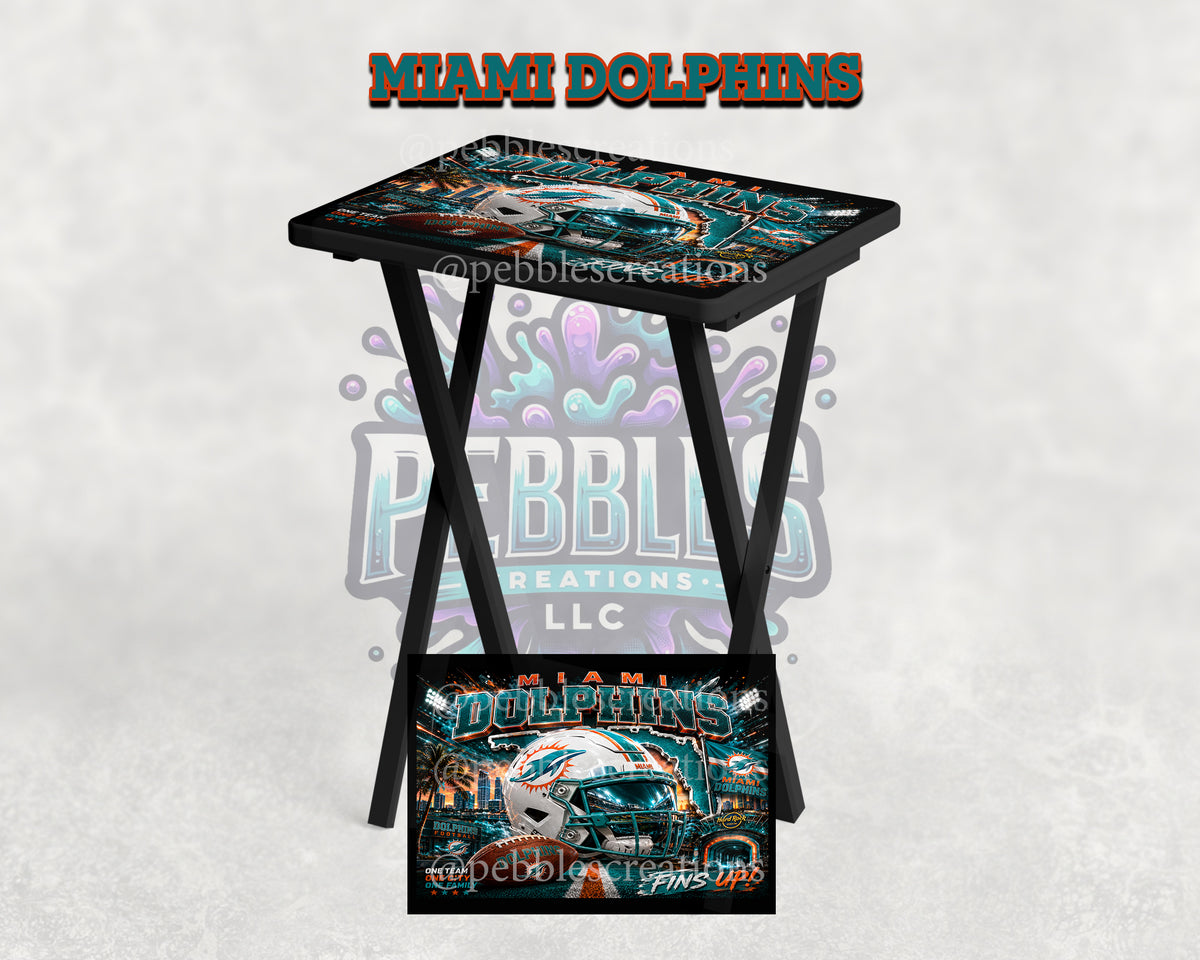 Miami Dolphins Inspired Folding Tray Table | Football Fan Gift