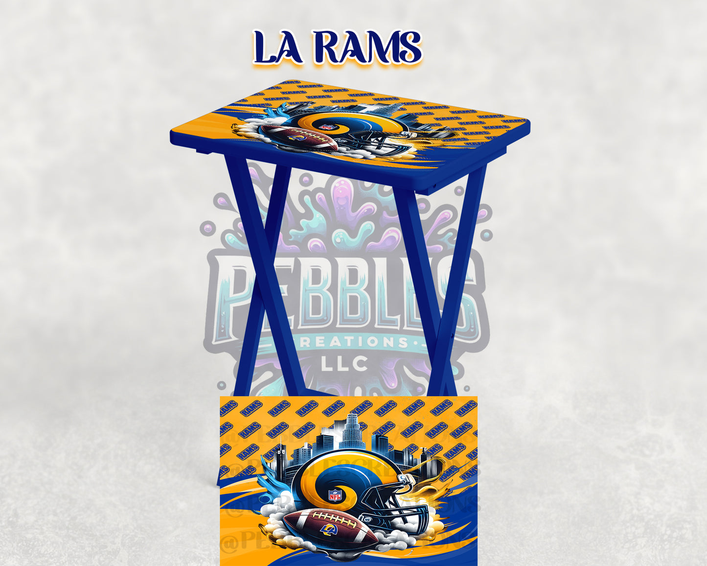 LA RAMS NFL Tray Table – Folding Game Day Snack Table | LA RAMS Fan Man Cave Decor