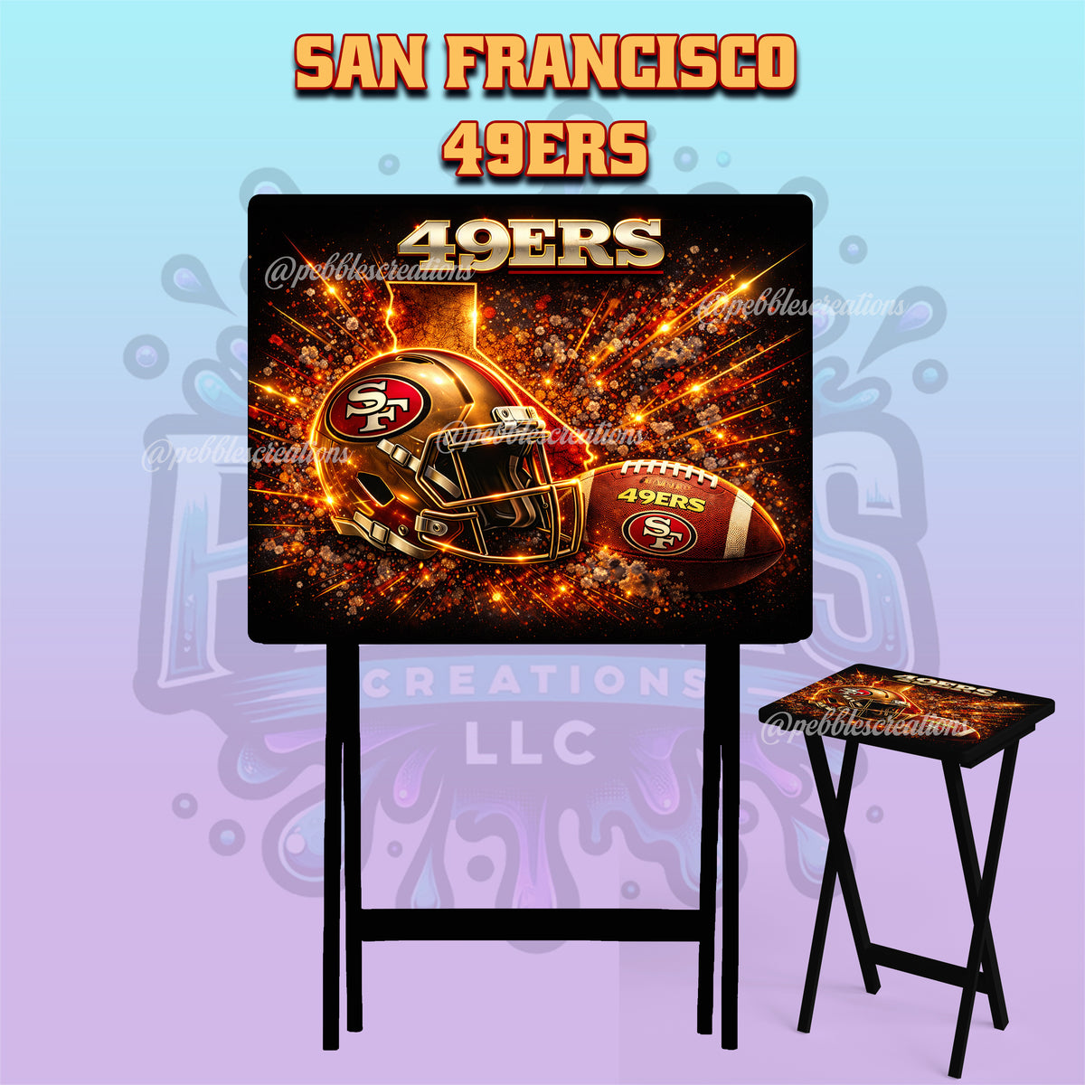 San Francisco 49ers Inspired Folding Tray Table | Football Fan Gift