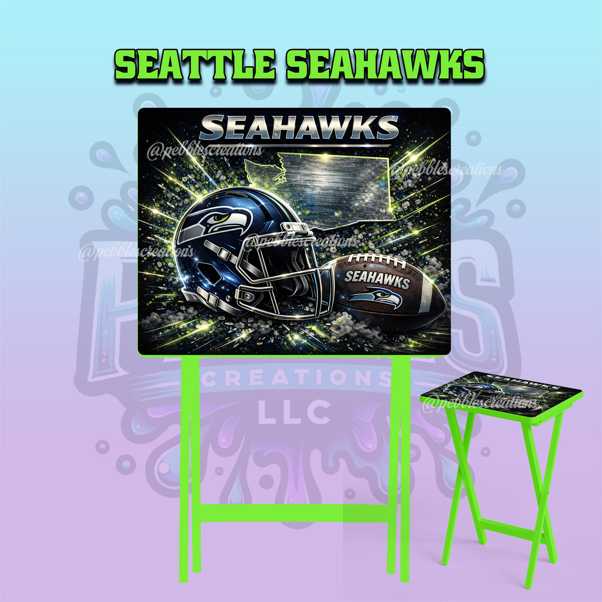 Seattle Seahawks Inspired Folding Tray Table | Football Fan Gift