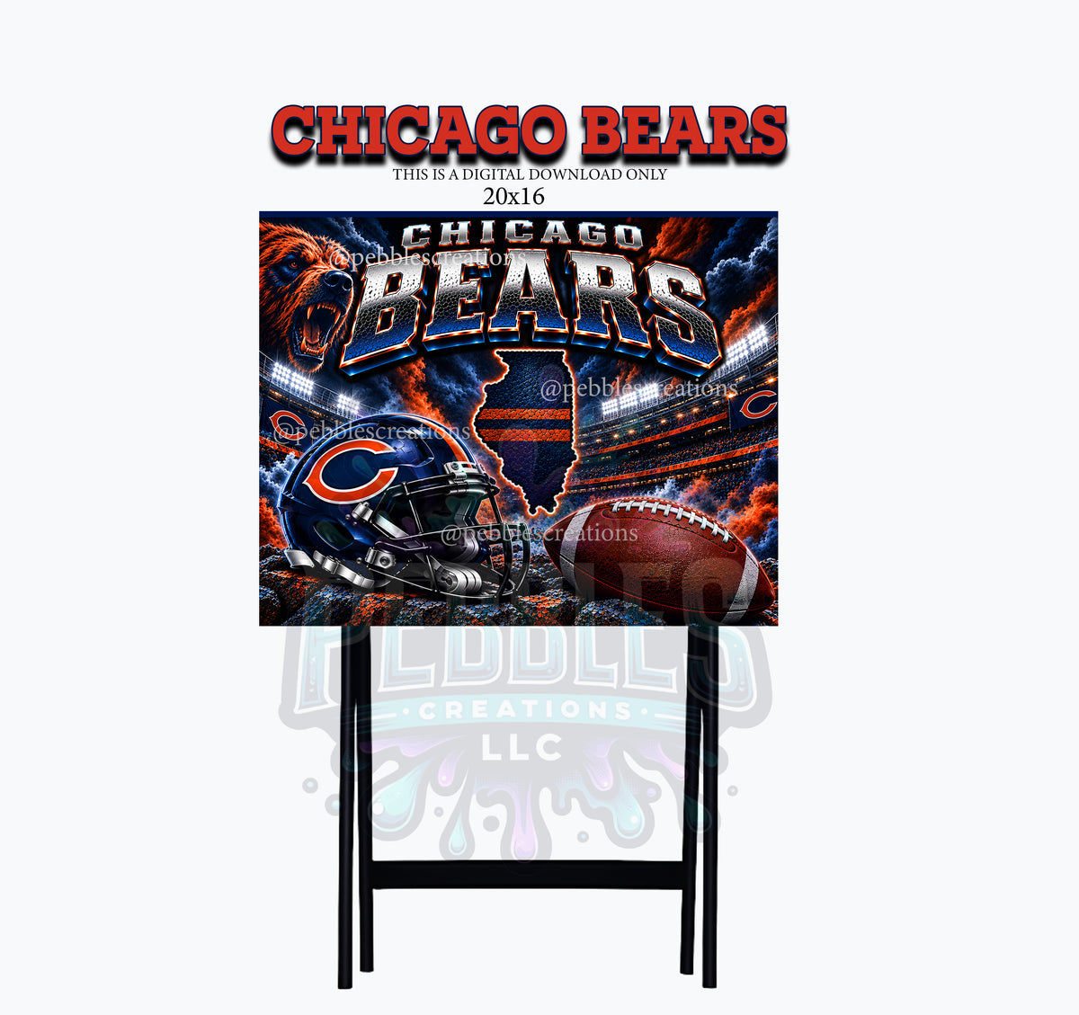 Chicago Bears Inspired Digital Design | 20x16 JPEG Download