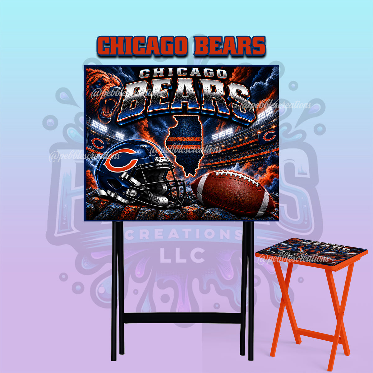 Chicago Bears Inspired Folding Tray Table | Football Fan Gift