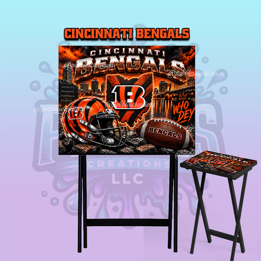 Cincinnati Bengals Inspired Folding Tray Table | Football Fan Gift