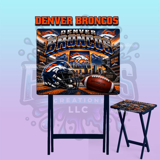 Denver Broncos Inspired Folding Tray Table | Football Fan Gift