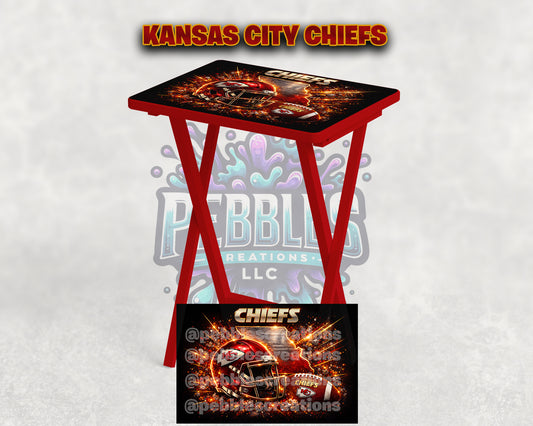 Kansas City Chiefs NFL Tray Table – Folding Game Day Table | Chiefs Fan Man Cave Decor