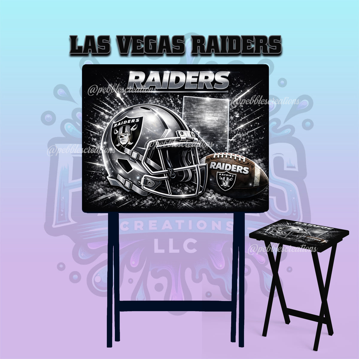 Las Vegas Raiders Inspired Folding Tray Table | Football Fan Gift