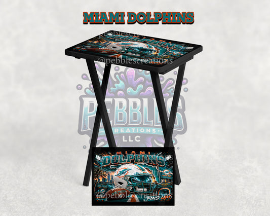 Miami Dolphins Inspired Folding Tray Table | Football Fan Gift