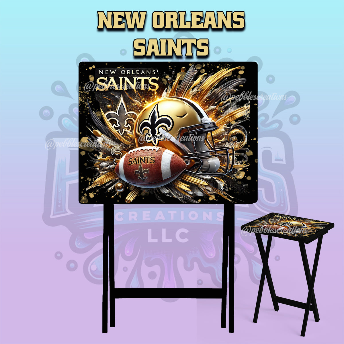 New Orleans Saints Inspired Folding Tray Table | Football Fan Gift