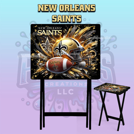 New Orleans Saints Inspired Folding Tray Table | Football Fan Gift