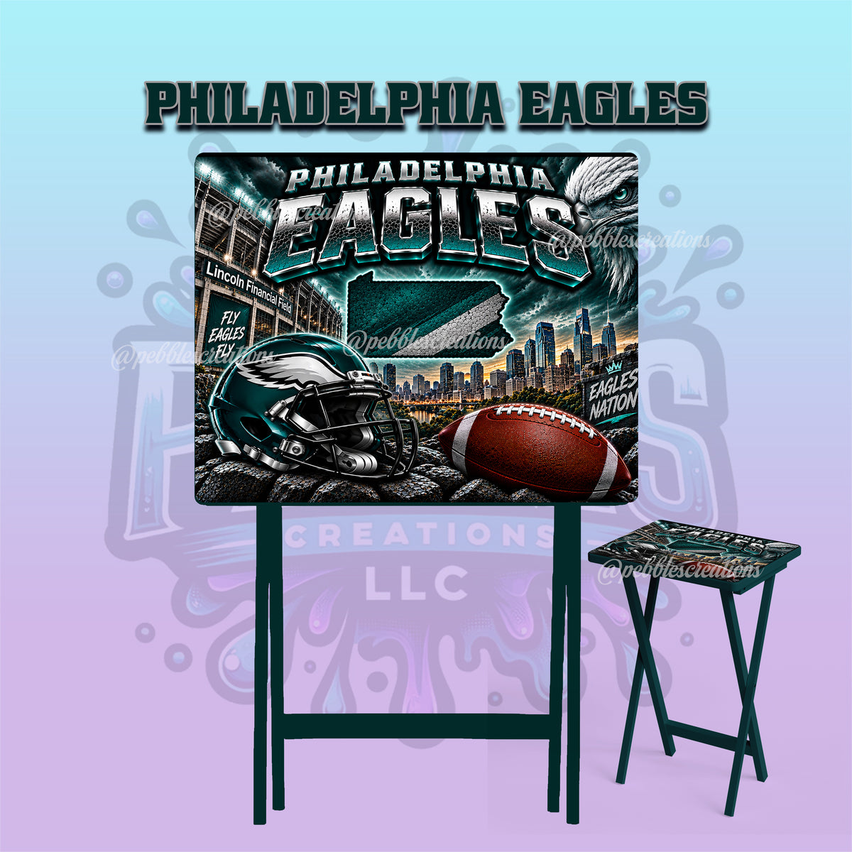 Philadelphia Eagles Inspired Folding Tray Table | Football Fan Gift