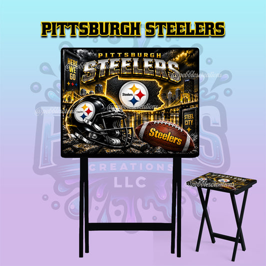 Pittsburgh Steelers Inspired Folding Tray Table | Football Fan Gift