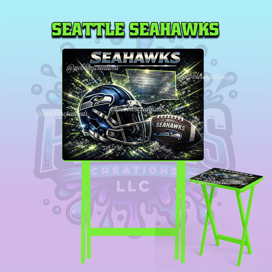 Seattle Seahawks Inspired Folding Tray Table | Football Fan Gift